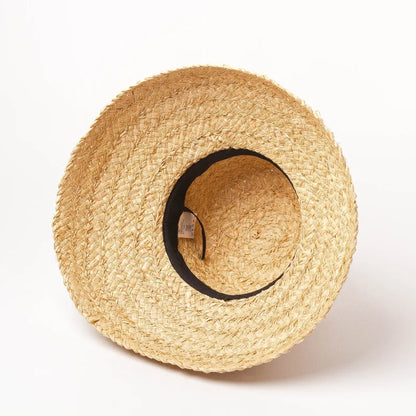 Fashion Women Wide Brim Raffia Hat Women Vacation Beach Hats Flat Top Straw Hat Summer Sun Hat Ladies UV Bucket Hat Wholesale