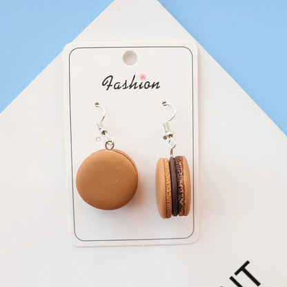 1Pair Drop Earrings Hamburge Colorful Macaroon Resin Craft Creative Dangle Jewelry For Girl And Woman