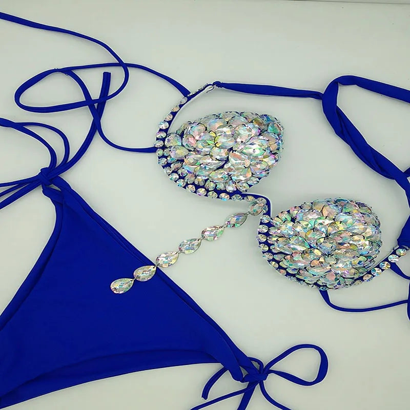 2020 venus vacation new tassels bikini set rhinestone swimwear diamond swimsuit bandage bathing suit bling stones beachwear