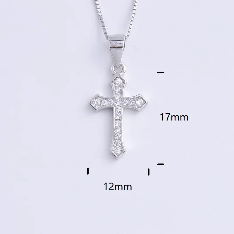 Pekurr 925 Sterling Silver Heart Zircon Templar Cross Necklaces For Women Long Chains Collar Pendants Trinket Jewelry Gift