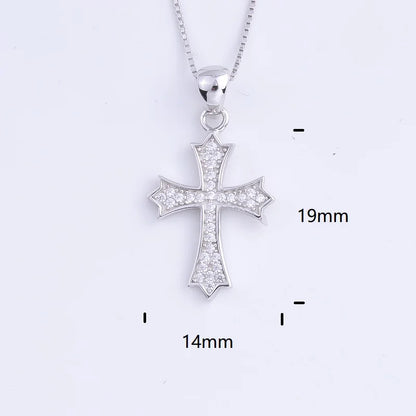 Pekurr 925 Sterling Silver Heart Zircon Templar Cross Necklaces For Women Long Chains Collar Pendants Trinket Jewelry Gift