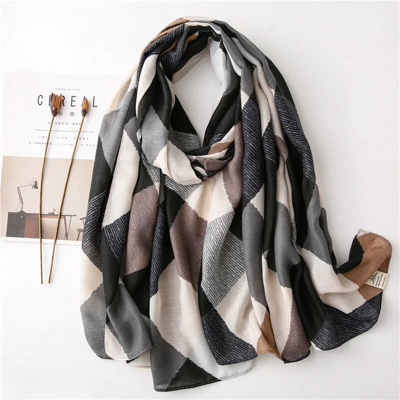 2020 New Fashion Warm Winter Scarf Print Hijab Store Shawls and Wraps Long Sjaal Female Foulard Pashmina Bandana Women