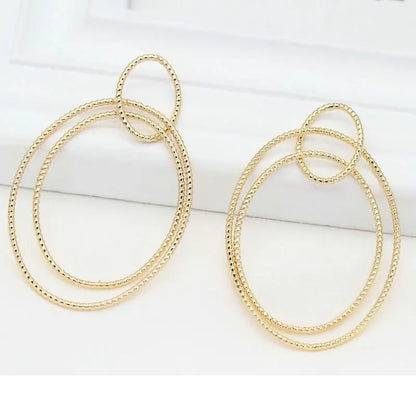 4PCS 14K Gold Color Brass Round Circle Earrings Connector Charms Jewelry Making Supplies Findings Accessories