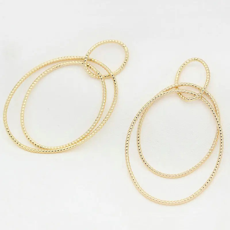 4PCS 14K Gold Color Brass Round Circle Earrings Connector Charms Jewelry Making Supplies Findings Accessories