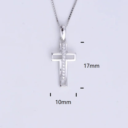 Pekurr 925 Sterling Silver Heart Zircon Templar Cross Necklaces For Women Long Chains Collar Pendants Trinket Jewelry Gift