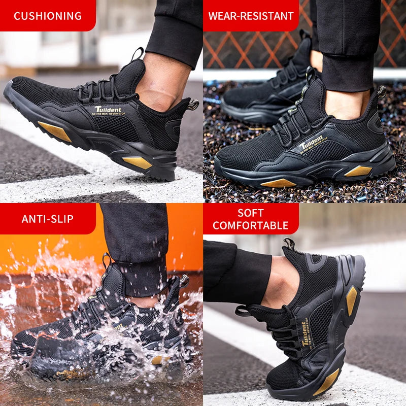 Safety Shoes Men Anti-Smashing Steel Toe Cap Puncture Proof Construction Lightweight Breathable Sneaker Work Boots Women Quality