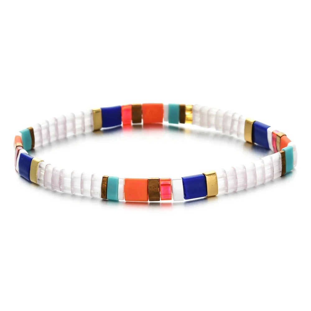 ZMZY Stone Tila Beads Elastic Bracelet For Women Gift 2025 Fashion Colorful Jewellery Rainbow Japan Miyuki Tile Beads Bracelet