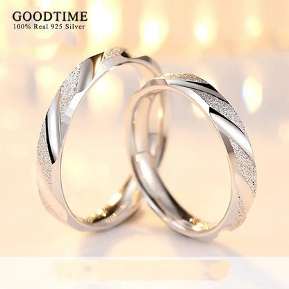 Fashion Couple Wedding Rings Pure 100% 925 Sterling Silver Jewelry Simple Style Threaded Frosted Band For Women / Men Lovers