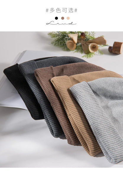 VISROVER 12 Colors Solid Real Cashmere Beanies Winter Hat For Woman Acrylic Hat Woman Autumn Warm Skullies For Man Wholesales