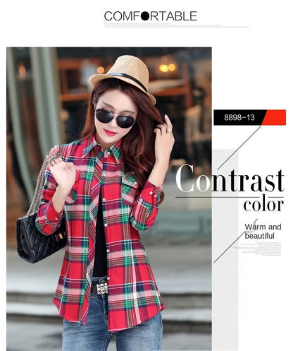 Plus Velvet Thicker Shirt Style Jacket Coat 2023 Winter New Hot Multicolor Plaid Warm Fleece Women Tops Brand Female Outerwear