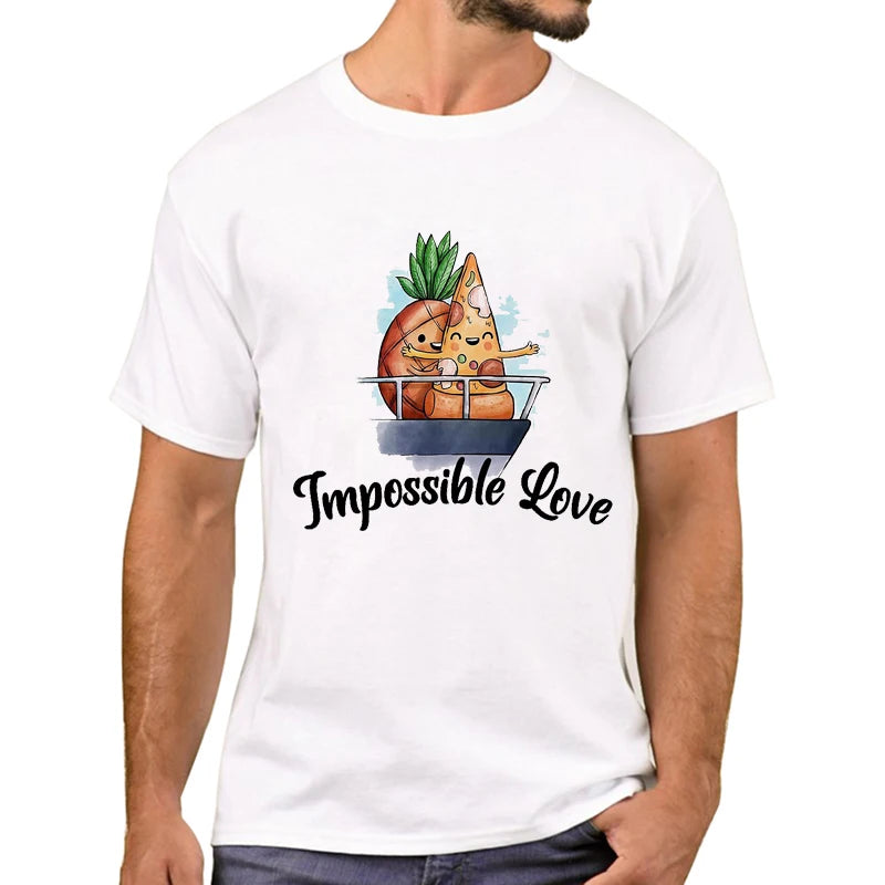 TEEHUB Pizza And Pineapple No One Needs To Know Printed Men T-Shirt Forbidden Love T Shirts Short Sleeve Tshirts Cool Tee