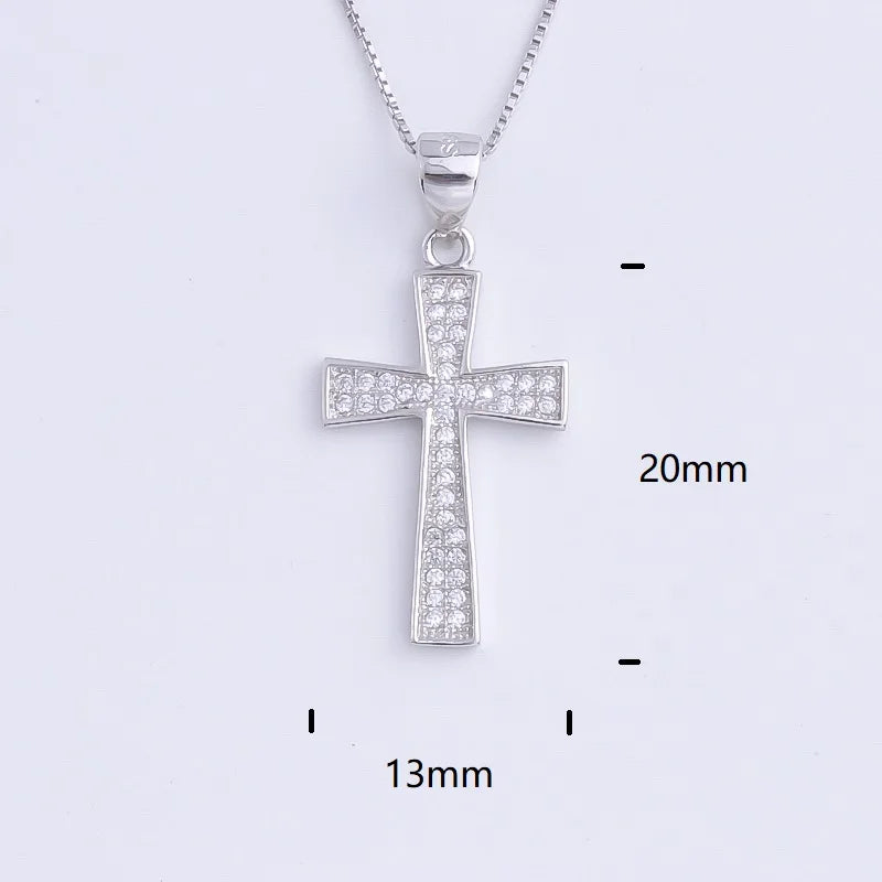 Pekurr 925 Sterling Silver Heart Zircon Templar Cross Necklaces For Women Long Chains Collar Pendants Trinket Jewelry Gift