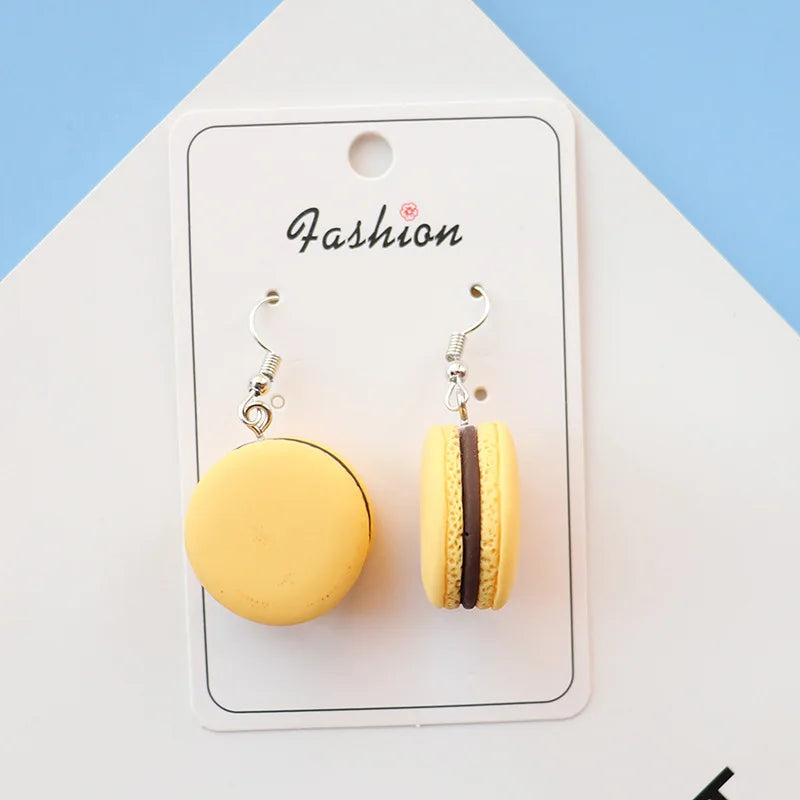 1Pair Drop Earrings Hamburge Colorful Macaroon Resin Craft Creative Dangle Jewelry For Girl And Woman