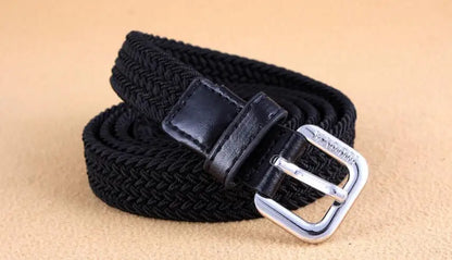 2022 New Casual Kids Belt Woven Stretch Solid Color Men's Fashion Knit Pin Buckle Belt For Boys Girls Designer Belts Wholesale