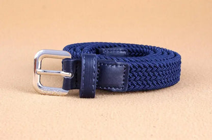 2022 New Casual Kids Belt Woven Stretch Solid Color Men's Fashion Knit Pin Buckle Belt For Boys Girls Designer Belts Wholesale