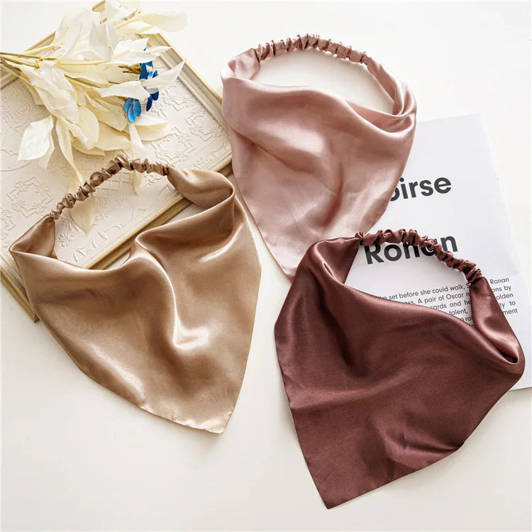 New Fashion Simple Solid Color Cloth Turban Women's Triangle Hair Band Scarf Elastic Headband Hair Accessories Headwear