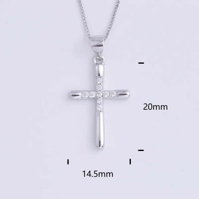 Pekurr 925 Sterling Silver Heart Zircon Templar Cross Necklaces For Women Long Chains Collar Pendants Trinket Jewelry Gift