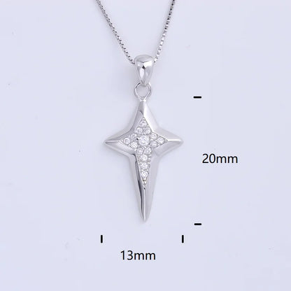 Pekurr 925 Sterling Silver Heart Zircon Templar Cross Necklaces For Women Long Chains Collar Pendants Trinket Jewelry Gift