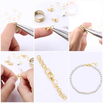 A Set Jewelry Findings 4mm/5mm/6mm/8mm/10mm Open Jump Rings Split Rings 6 colors Lobster Clasps hooks Jewelry Making Supplies