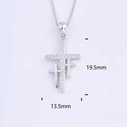 Pekurr 925 Sterling Silver Heart Zircon Templar Cross Necklaces For Women Long Chains Collar Pendants Trinket Jewelry Gift