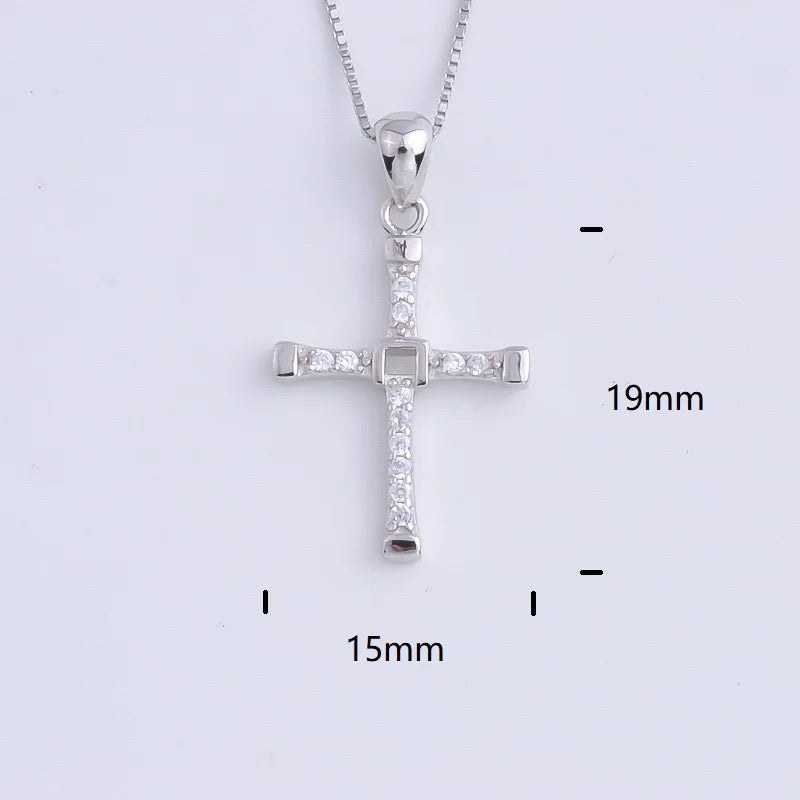 Pekurr 925 Sterling Silver Heart Zircon Templar Cross Necklaces For Women Long Chains Collar Pendants Trinket Jewelry Gift