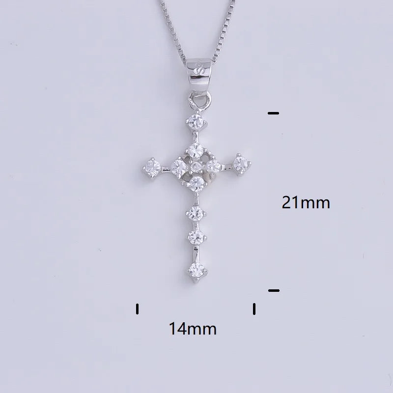 Pekurr 925 Sterling Silver Heart Zircon Templar Cross Necklaces For Women Long Chains Collar Pendants Trinket Jewelry Gift