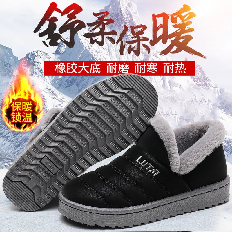 Men Boots platform women snow boots for men thick plush waterproof slip resistant winter Adult shoes Plus size 34 - 47 2019