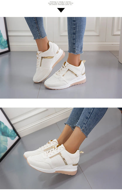 Shoes Woman 2024 Trend Summer Wedge Platform Casual Shoes Women Lace Up Sports Shoes Woman Non Slip Breathable Sneaker