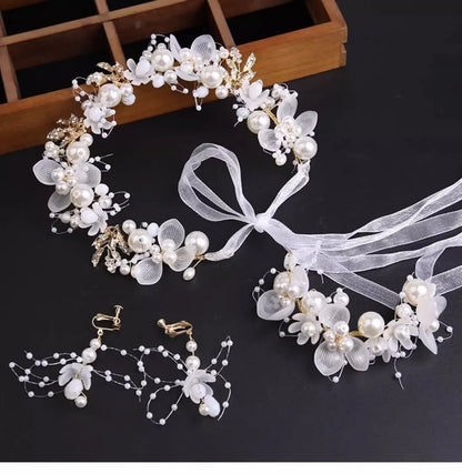 Children's Day Pearl Hairband Girl Performance Sweet Accessories Korean Version Super Immortal New Ribbon Flower Gift