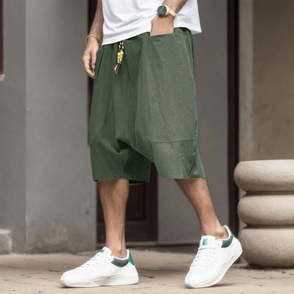 Casual Sweatpants For Men 2023 Summer Autumn Casual Cotton Cropped Pants Loose Low Crotch Harem Pants High Street Sweatpants