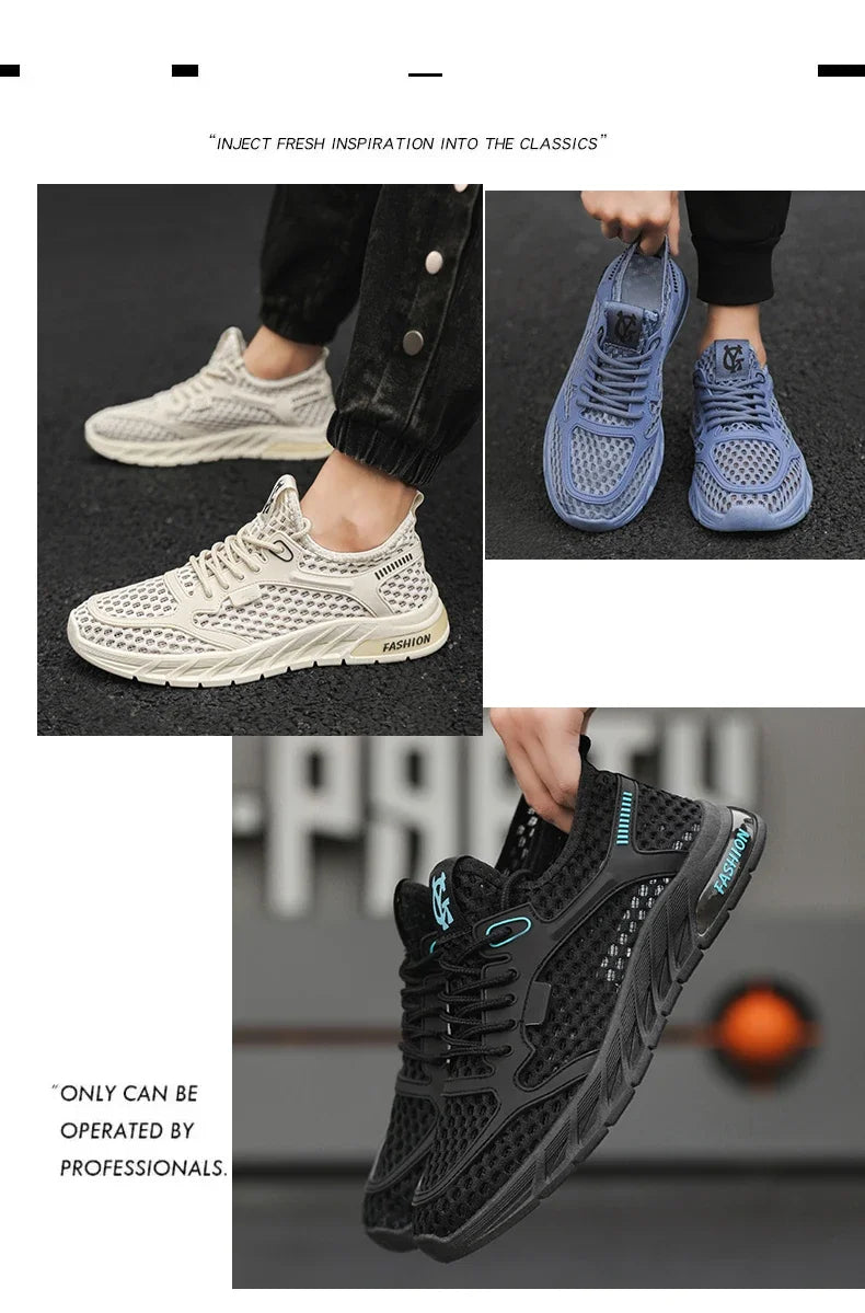 New Fashionable Men's Delicate Comfortable Flexible Breathable Anti Slip Wear-resistant Mesh Casual Sports Shoes Sneakers