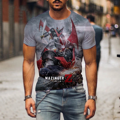 Mazinger Z 3D Print T-Shirts Anime Robot Men Women Casual Fashion Short Sleeve T Shirt Oversized Harajuku Tees Tops Kid Clothing