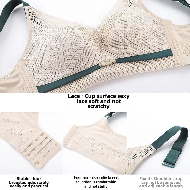 Women's Thin Bra Small Size Adjustable Gathered Summer Breathable Wireless Bra Plus-size Chest Support