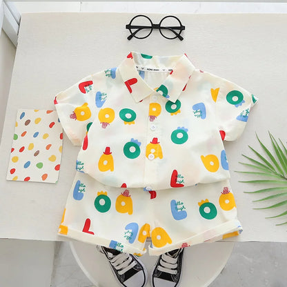 New Summer Baby Clothes Suit Children Boys Casual Letter Shirt Shorts 2Pcs/Sets Toddler Costume Infant Outfits Kids Tracksuits