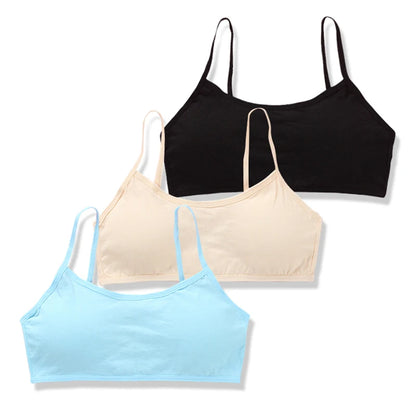 3pc/Lot Cotton Bra Teenage Undrewear Girls Training Bra Crop Top 8-14years