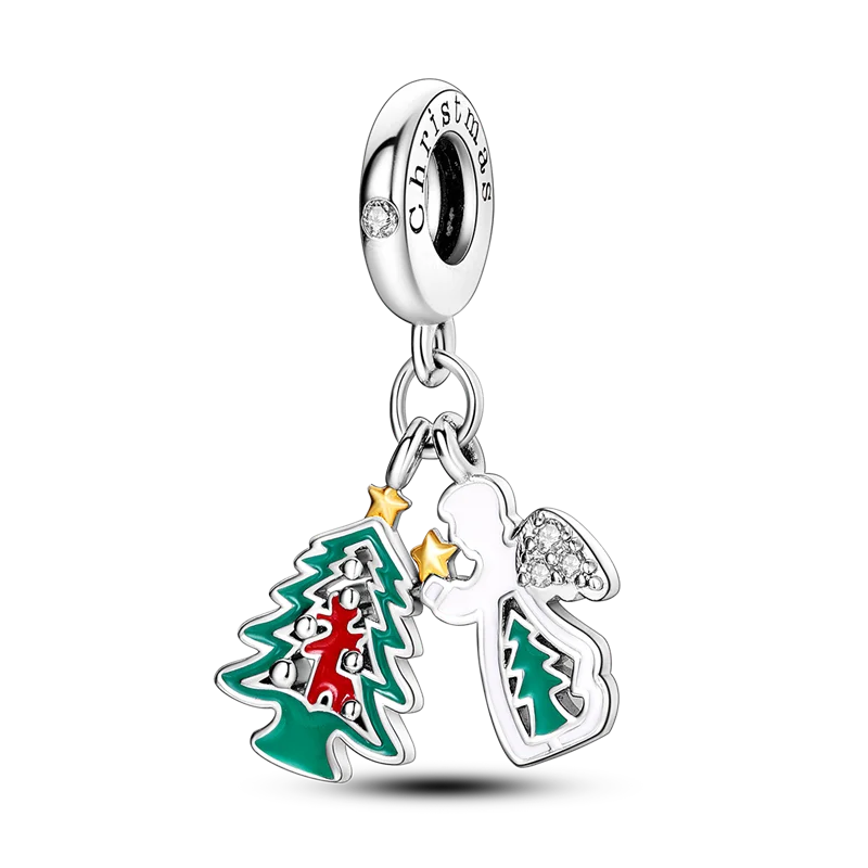 925 Silver Christmas Series Sock Snowman Elk Bell Pendant Fit Original Bracelet Charm Beads Necklace DIY Female Jewelry