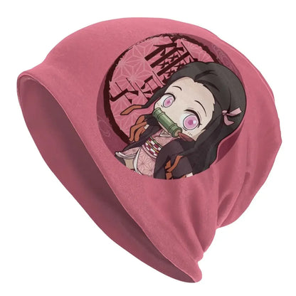 Unisex Bonnet Winter Warm Knit Hat Men Kimetsu No Yaiba Nezuko Street Beanies Adult Demon Slayer Anime Manga Beanie Hats Cap