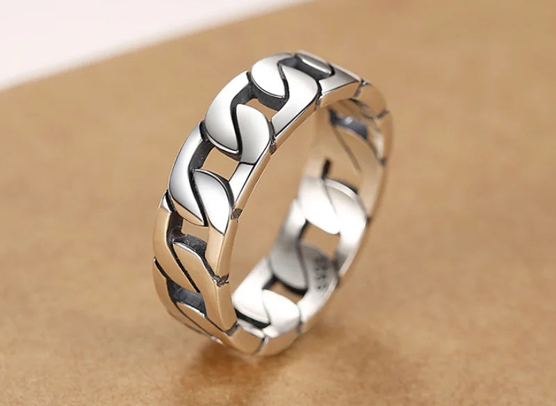 Real Silver Weave Ring For Man Woman Couple Rings S925 Sterling Silver Retro Classical Simple Lover Ring Jewelry Gift