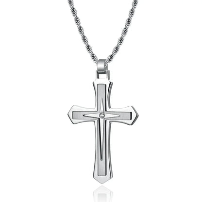 2023 New Stainless Steel Cross Pendant Necklace for Men Boyfriend Charm Link Chain Male Punk Hip-hop Jewelry Dropshipping