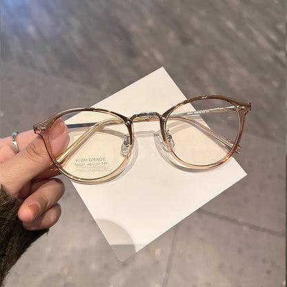 MOMOJA Ultra Light Retro Round Frame Gold Glue Titanium Women's Eyeglass Frame Optical Prescription Gasses Male 58021