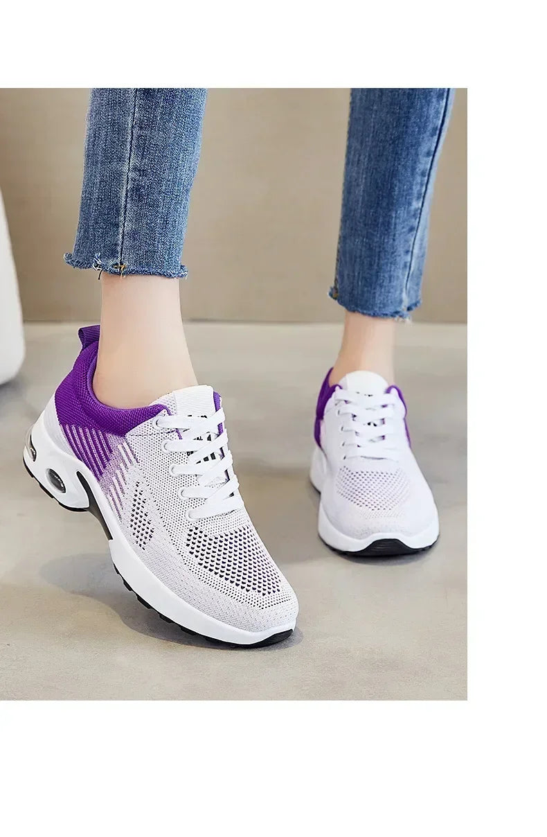 New Running Shoes Ladies Breathable Sneakers Summer Light Mesh Air Cushion Women's Sports Shoes Outdoor Lace Up Training Shoes