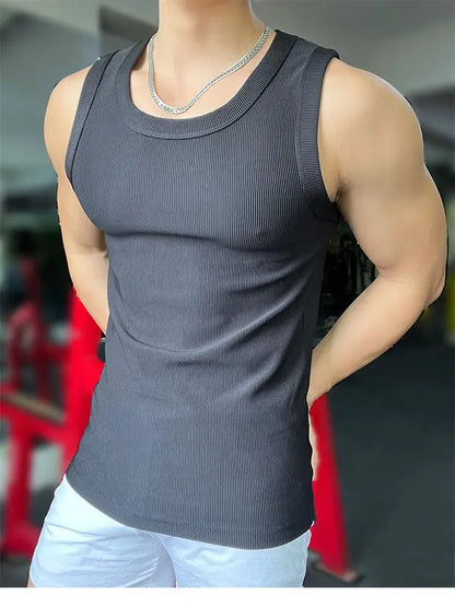 New Men's Casual Tank Top Summer Fitness Training Elastic Base Layer 2024 Sleeveless Sports Vest bodybuilding gym t shirt men