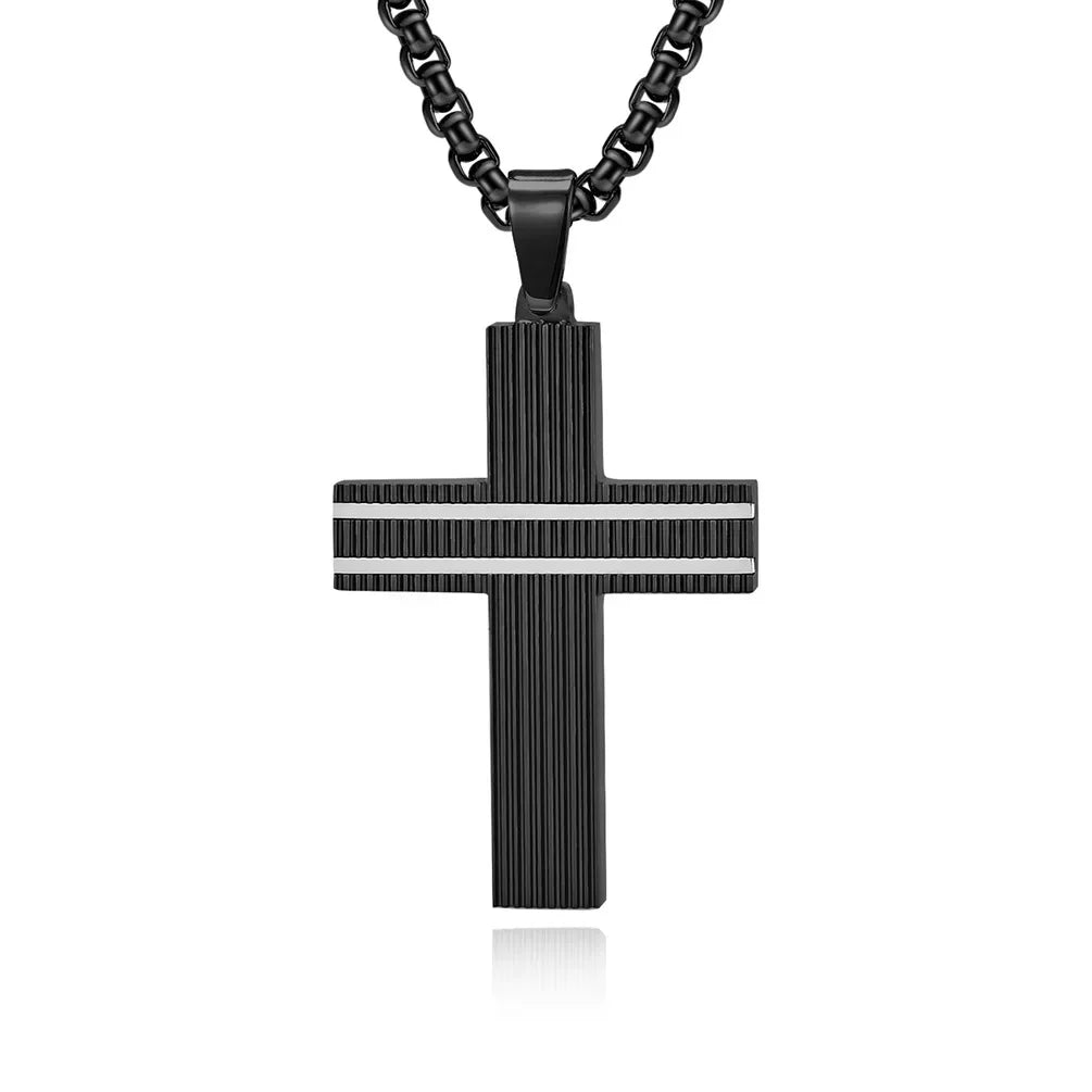 2023 New Stainless Steel Cross Pendant Necklace for Men Boyfriend Charm Link Chain Male Punk Hip-hop Jewelry Dropshipping