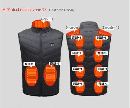 13/17/21 Zone Heating Suit Winter Warm and Comfortable Stand Collar Work Vest Outdoor Men's Intelligent Temperature Control Coat