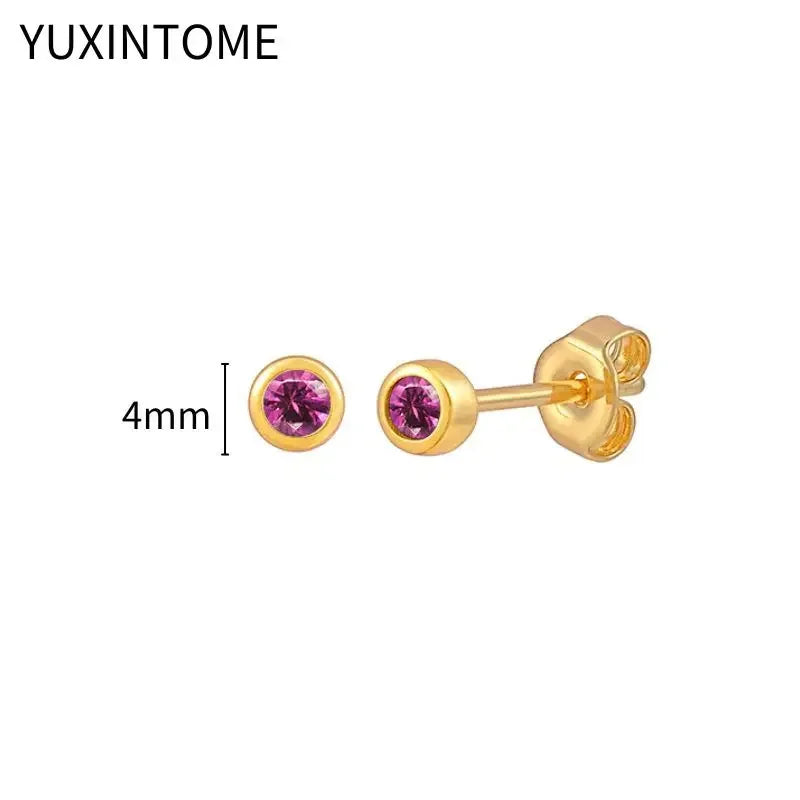 925 Silver Ear Needle Rose Red Hoop Earrings For Women Exquisite Water Drop/Flower/Heart Crystal Piercing Huggie Earring Jewelry