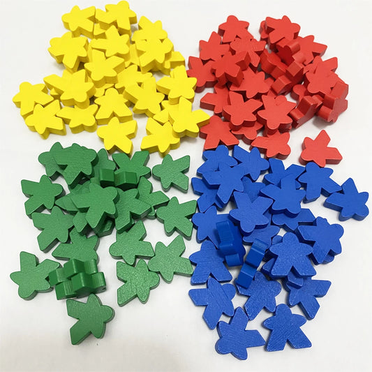 50/100PCS Wooden 16*16*5mm Extra Meeples Bits Pawns Board Game Pieces Bulk Replacement Gaming Components Humanoid Chess Pieces