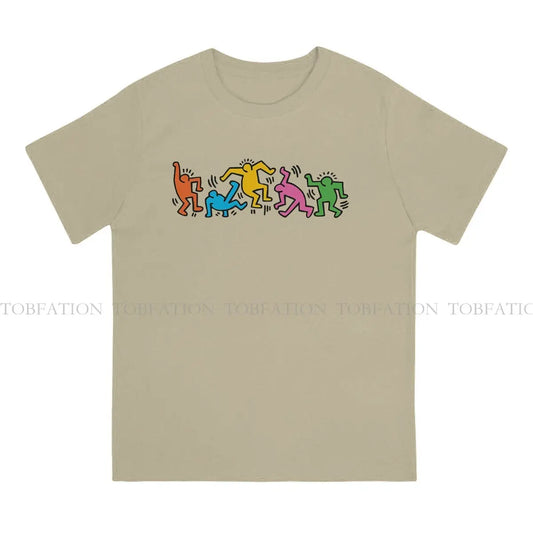 Haring Geometric Graffiti Dance Together Tshirt Homme Men's Tees Blusas Cotton T Shirt For Men