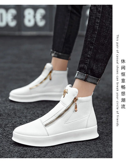 Fashion Brand Mens High-top Sneakers Hot sale White Platform Casual Shoes Men Zipper Designer Sneakers Street Skateboard Shoes