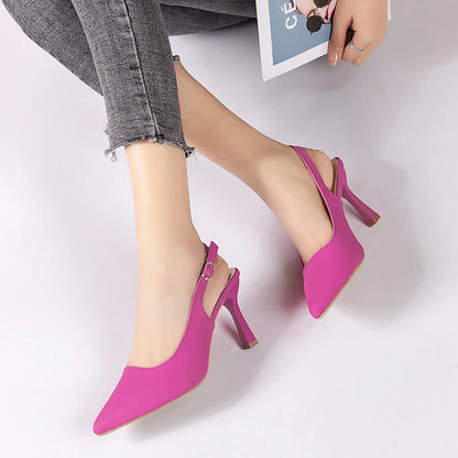 Sexy Women's Buckle Sandals High Heeled Women's Shoes Large Size 43 Fashion Women's Shoes Pointed Toe Fine Heeled Women's Shoes