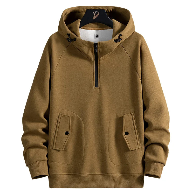 Men Sweatshirts Cotton Hooded Oversized 6XL 7XL 8XL Plus Size Zipper Long Sleeve Pullovers Autumn Streetwear Pocket Sportswear